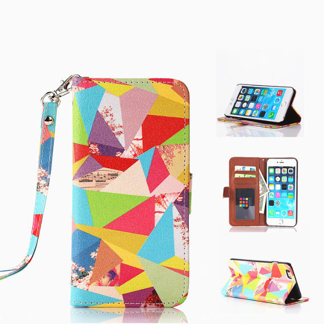Hipster Rainbow Diamond Pattern Wallet With Belt Card Flip Stand Pouch ...